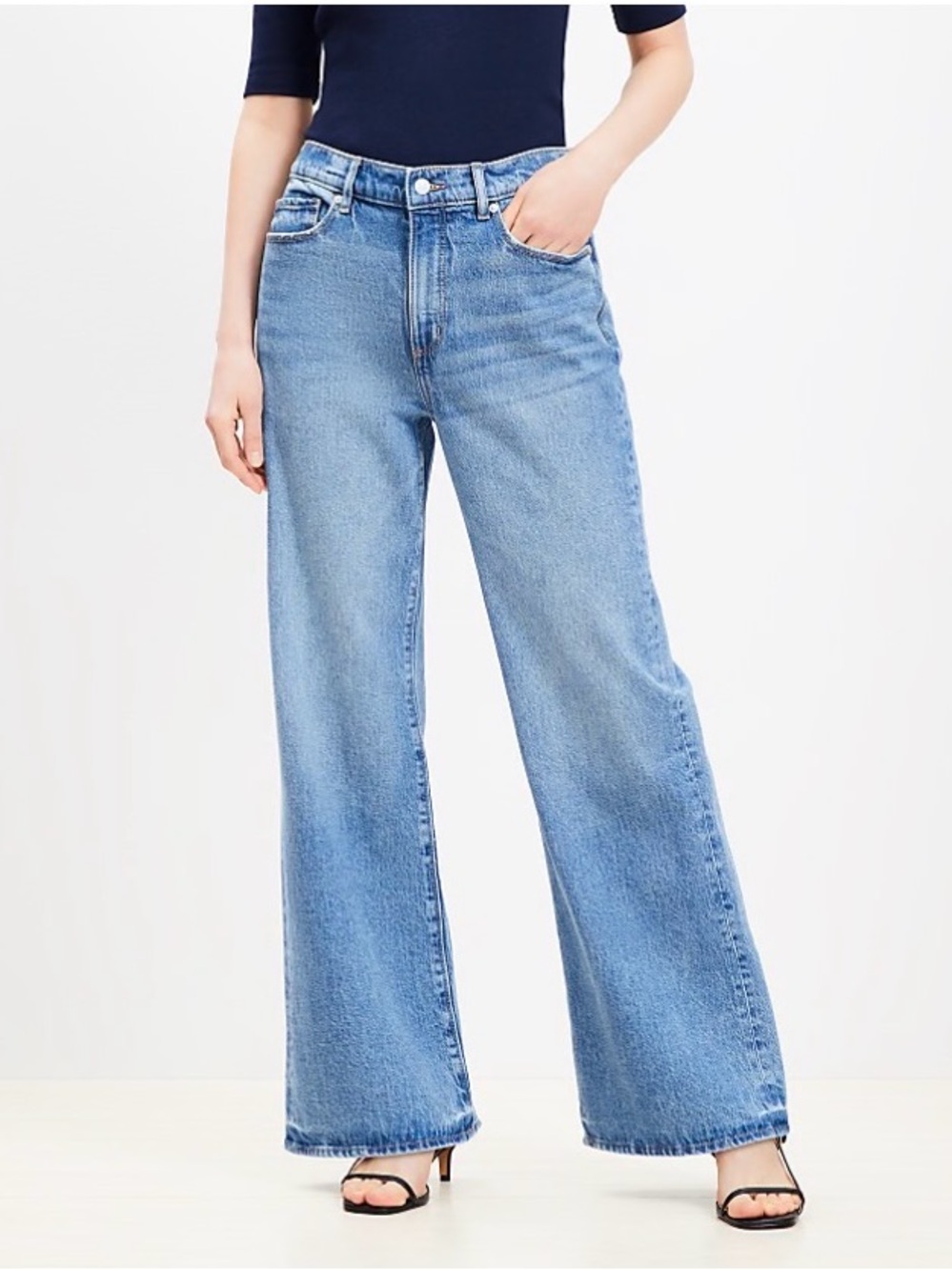 Loft Petite High Rise Wide Leg Jeans